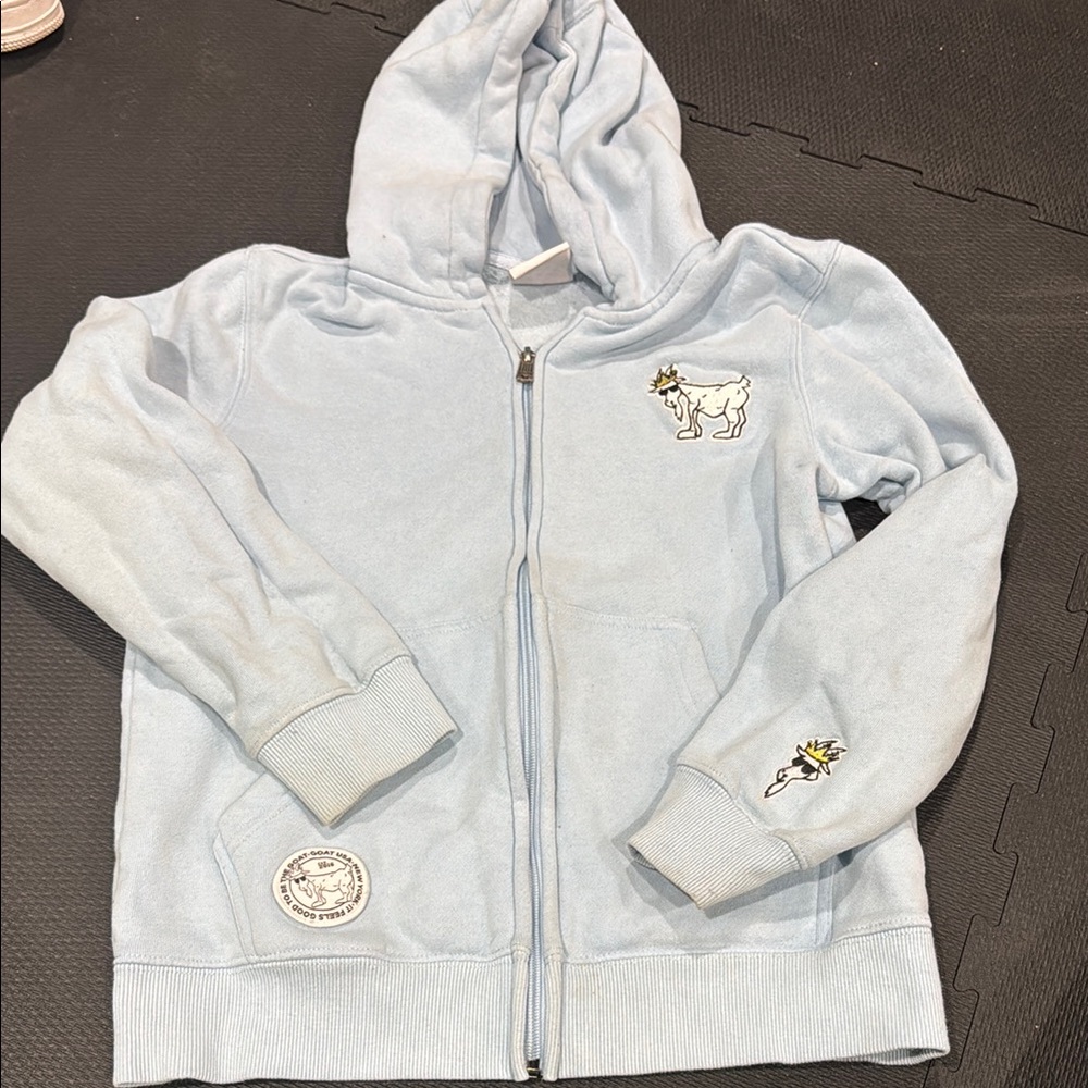 Blue Cozy Zip-Up Hoodie with Cartoon Design